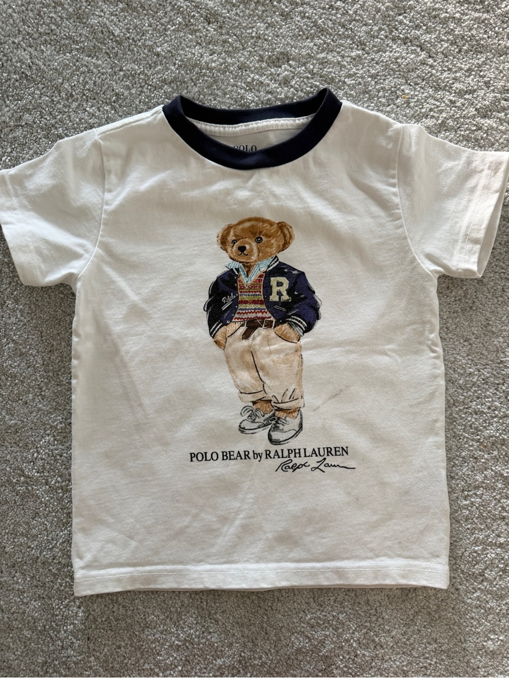 Vintage Style Polo Bear Ringer T-Shirt Size 5 | Heavyweight Cotton